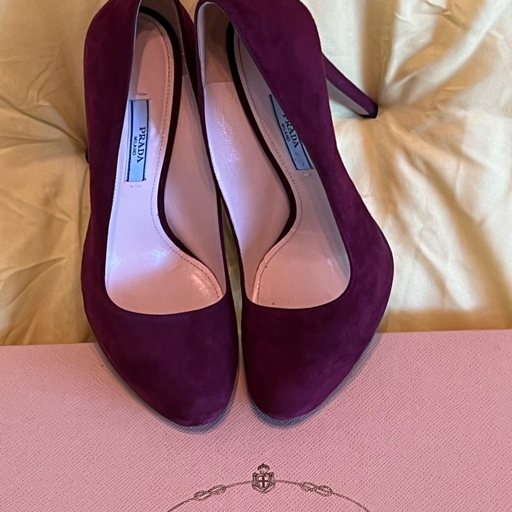 Prada Women's Deep Purple Suede Heels - Picture 11 of 14